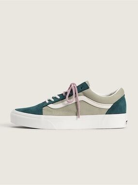 Vans Old Skool unisex Canvas & Suede Sneaker - Green/Pink Size W8/M6.5